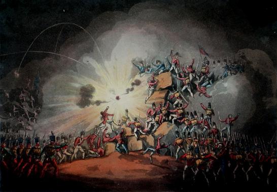Grabado de William Heath que representa el asalto a la brecha
