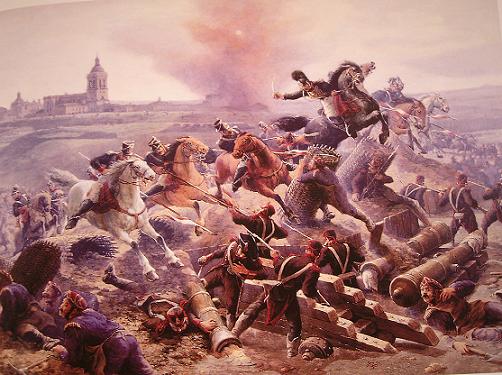 Lanceros de Castilla contra las baterías francesas